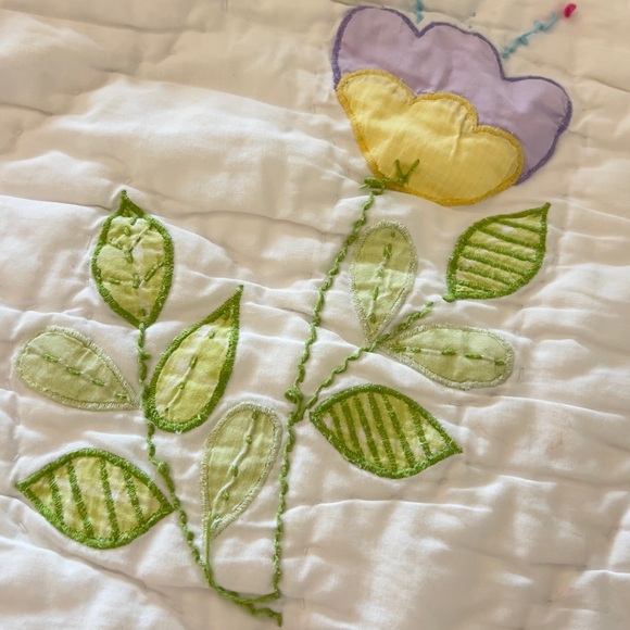 Pottery Barn Kids White and Purple Floral Quilt - Picture 2 of 14